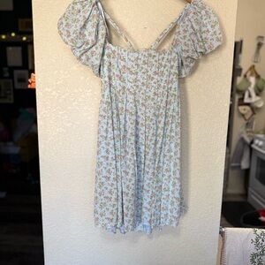 BeBop Blue Floral Dress with Pink Accents